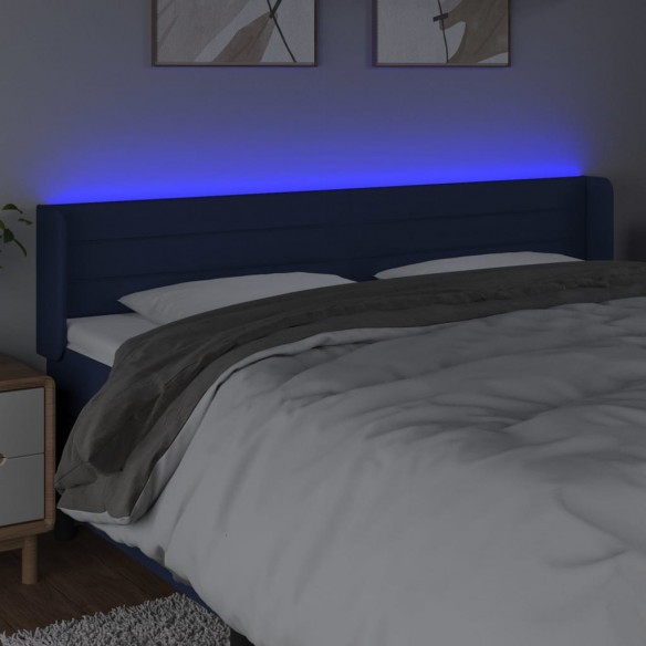 Tête de lit à LED Bleu 203x16x78/88 cm Tissu