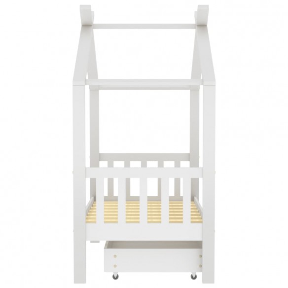 Cadre de lit enfant avec tiroir blanc pin massif 70x140 cm