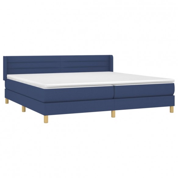 Cadre de lit avec matelas Bleu 200x200 cm Tissu