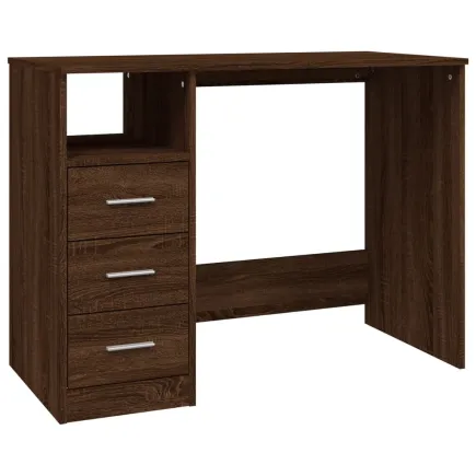 Bureau avec tiroirs Chêne marron 102x50x76 cm  2
