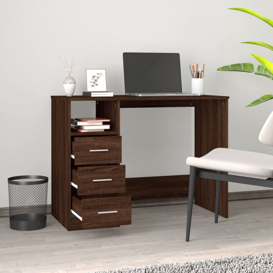 Bureau avec tiroirs Chêne marron 102x50x76 cm 