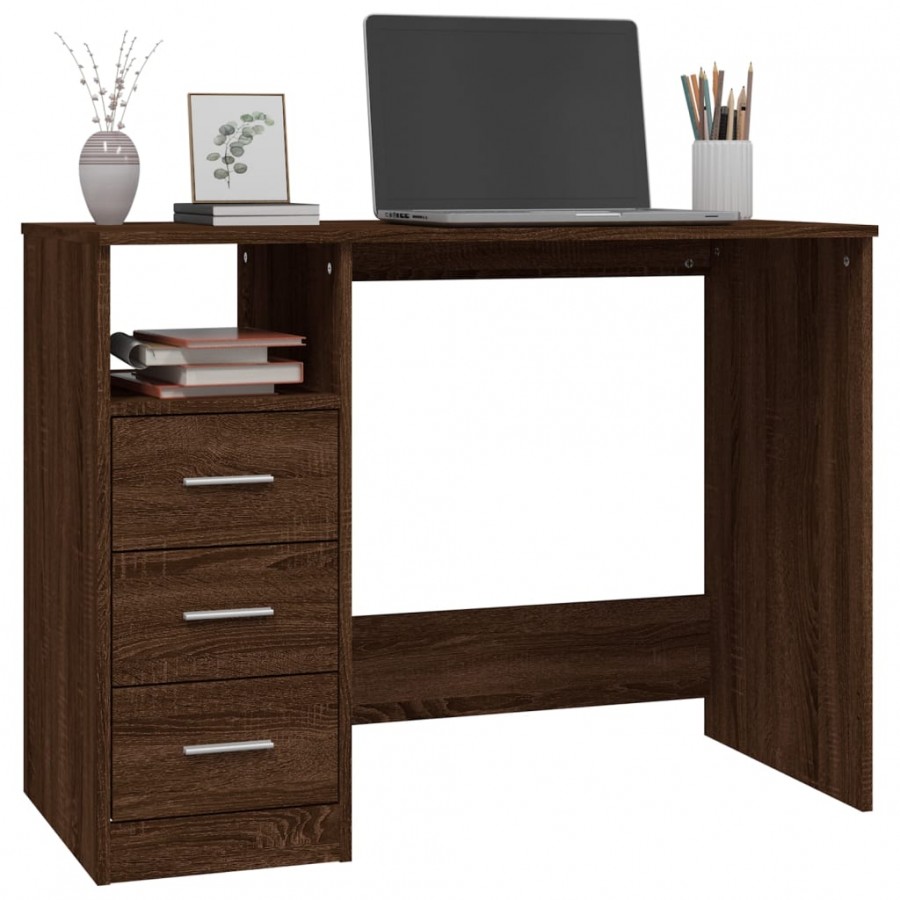 Bureau avec tiroirs Chêne marron 102x50x76 cm 