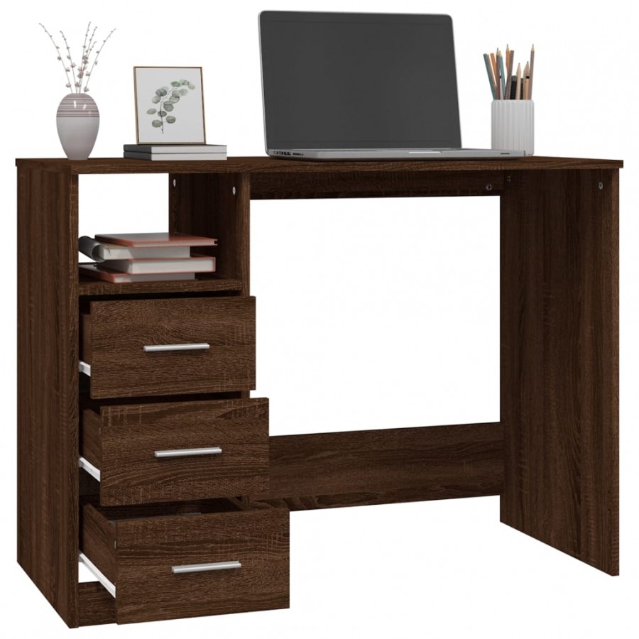 Bureau avec tiroirs Chêne marron 102x50x76 cm 