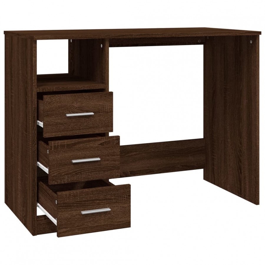 Bureau avec tiroirs Chêne marron 102x50x76 cm 