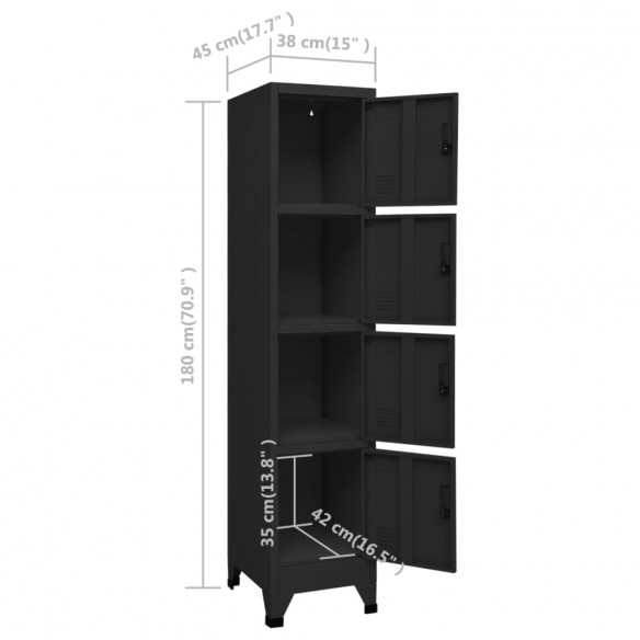 Armoire à casiers Noir 38x45x180 cm Acier