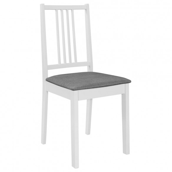 Chaises à manger avec coussins lot de 4 blanc bois solide