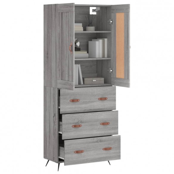 Buffet haut Sonoma gris 69,5x34x180 cm Bois d'ingénierie