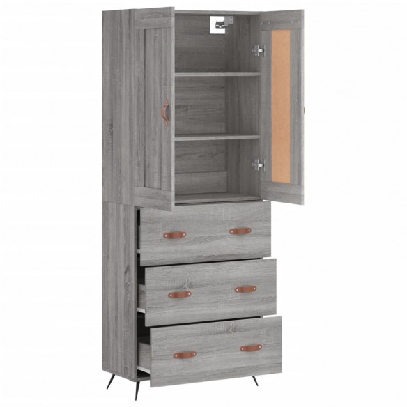 Buffet haut Sonoma gris 69,5x34x180 cm Bois d'ingénierie