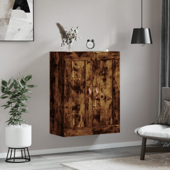 Armoire murale chêne fumé 69,5x34x90 cm bois d'ingénierie