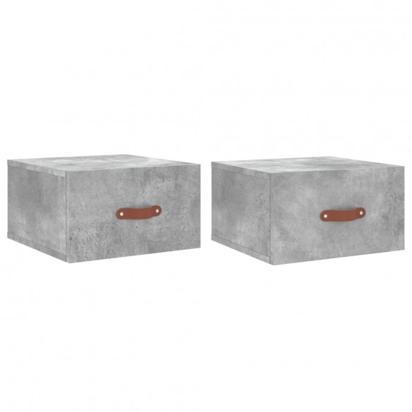 Tables de chevet murales 2 pcs gris béton 35x35x20 cm