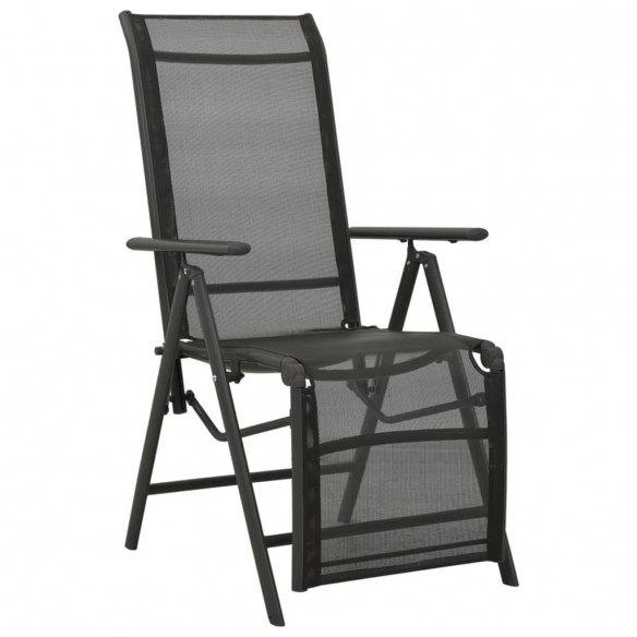 Chaises inclinables de jardin 2 pcs Textilène et aluminium Noir