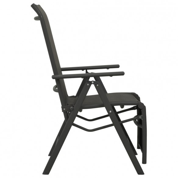 Chaises inclinables de jardin 2 pcs Textilène et aluminium Noir