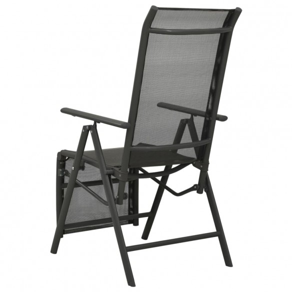 Chaises inclinables de jardin 2 pcs Textilène et aluminium Noir