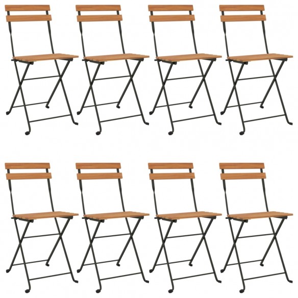 Chaises de bistrot pliantes 8 pcs Bois de teck solide et acier