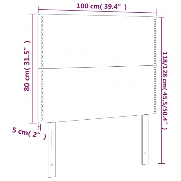 Têtes de lit 2 pcs Crème 100x5x78/88 cm Similicuir