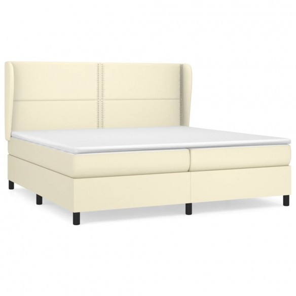 Cadre de lit avec matelas Crème 200x200cm Similicuir