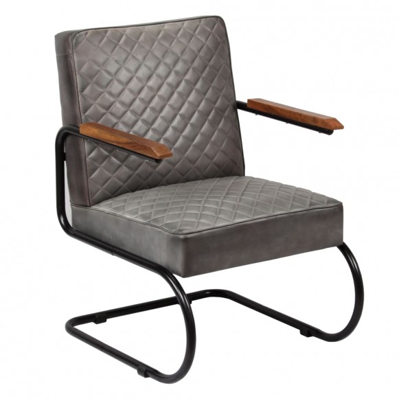 Fauteuil Gris Cuir véritable