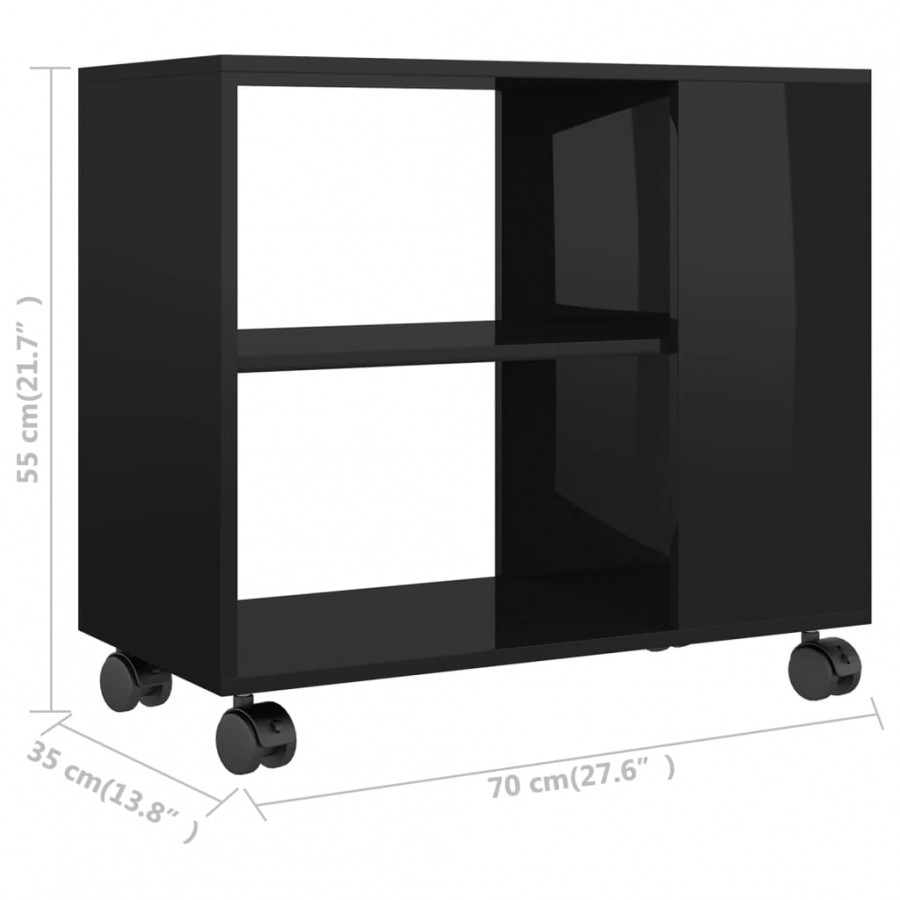 Table d'appoint Noir brillant 70x35x55 cm 