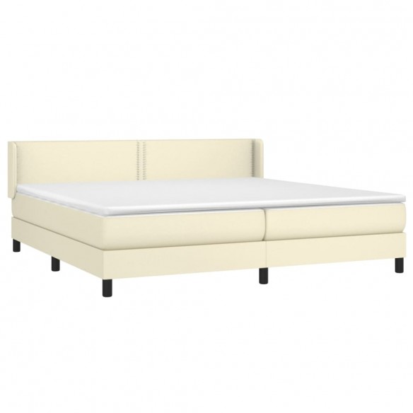 Cadre de lit avec matelas Crème 200x200cm Similicuir