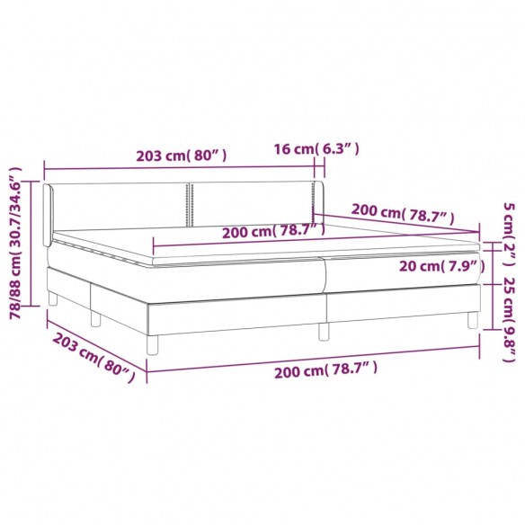 Sommier à lattes de lit avec matelas Crème 200x200cm Similicuir