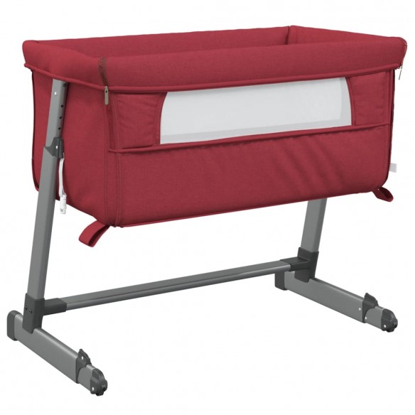 Lit pour bébé avec matelas Rouge Tissu de lin