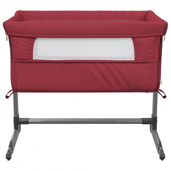 Lit pour bébé avec matelas Rouge Tissu de lin