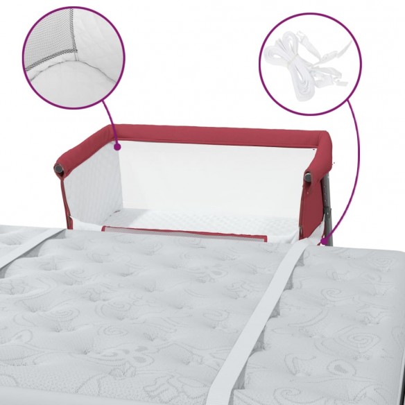 Lit pour bébé avec matelas Rouge Tissu de lin