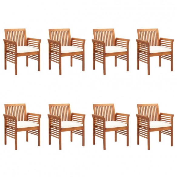 Chaises à dîner de jardin et coussins 8pcs Bois d'acacia massif