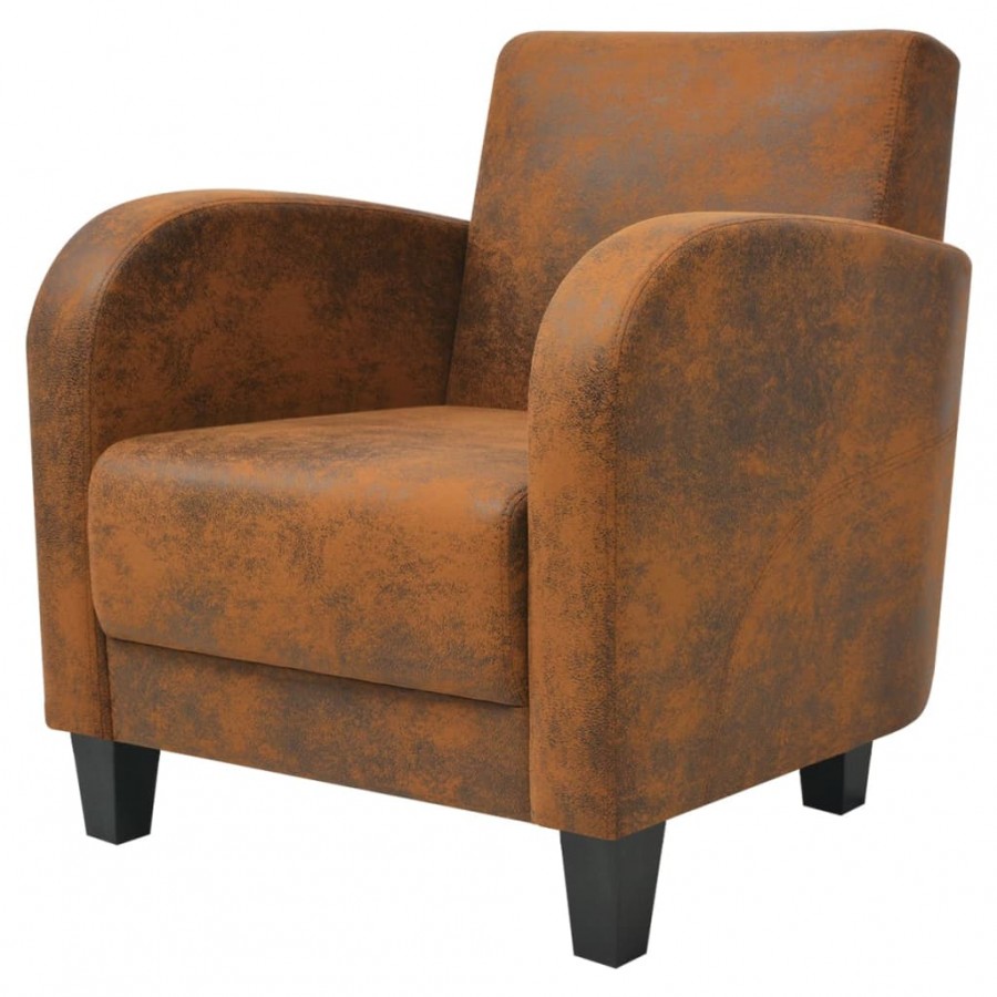 Fauteuil Marron Similicuir daim Fauteuil Marron Similicuir daim