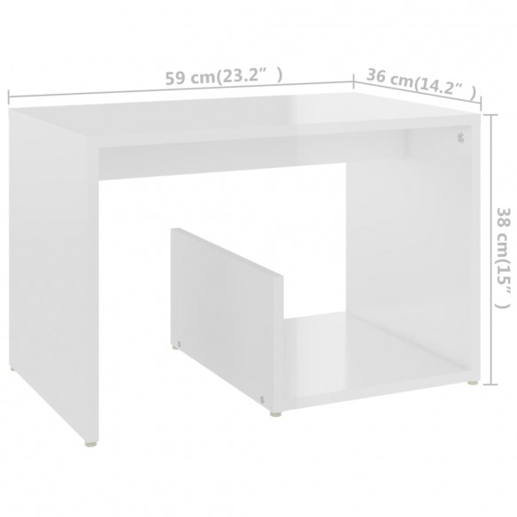 Table d'appoint Blanc brillant 59x36x38 cm Aggloméré