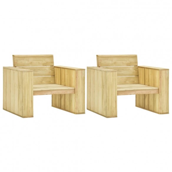 Chaises de jardin 2 pcs 89x76x76 cm Bois de pin imprégné