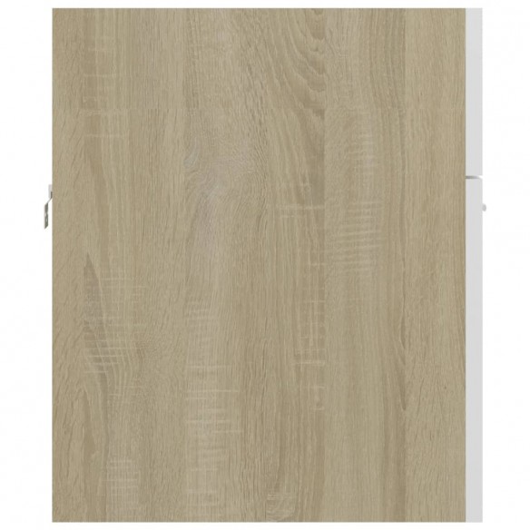 Armoire d'évier Blanc et chêne sonoma 80x38,5x46 cm Aggloméré