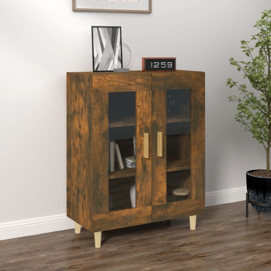 Buffet chêne fumé 69,5x34x90 cm bois d'ingénierie