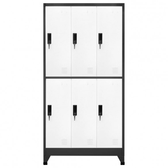 Armoire à casiers Anthracite et blanc 90x45x180 cm Acier