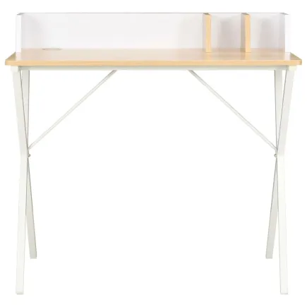 Bureau Blanc et naturel 80x50x84 cm 2