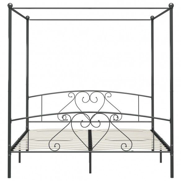 Cadre de lit à baldaquin Gris Métal 200 x 200 cm