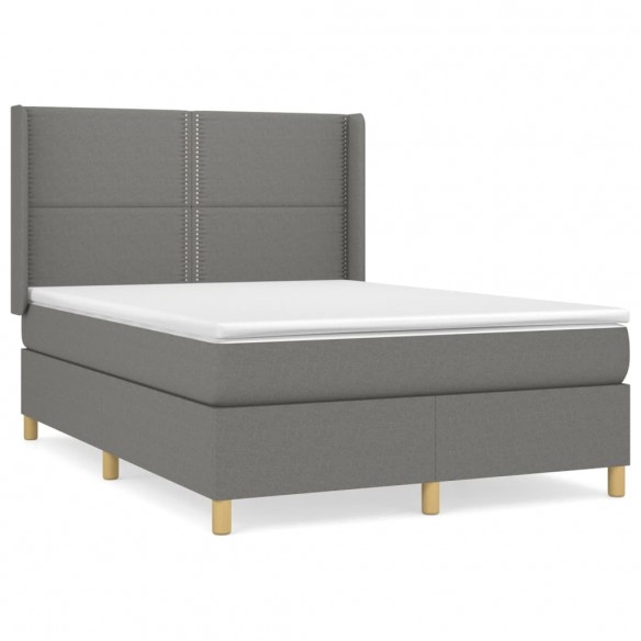 Sommier à lattes de lit avec matelas Gris foncé 140x190cm Tissu