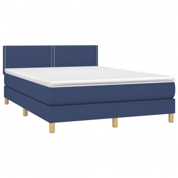 Cadre de lit avec matelas Bleu 140x190 cm Tissu