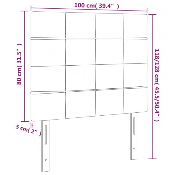 Têtes de lit 2 pcs Gris clair 100x5x78/88 cm Velours