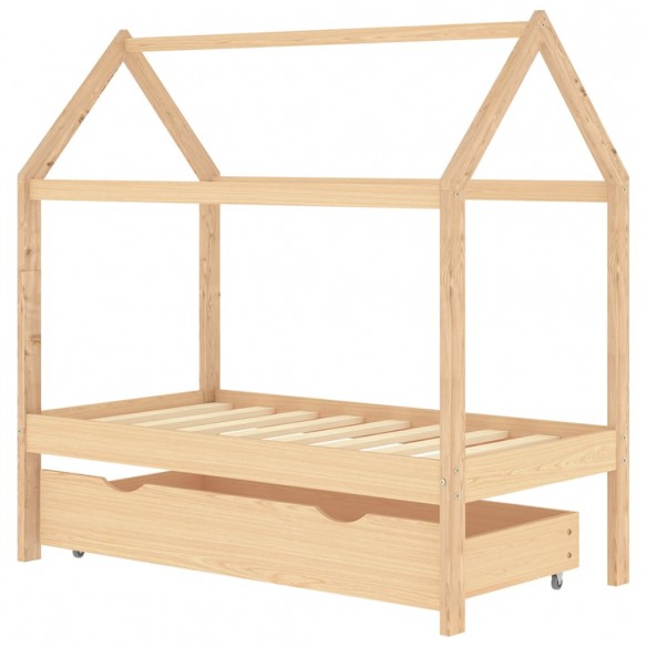 Lit d'enfant avec tiroir Bois de pin massif 70x140 cm