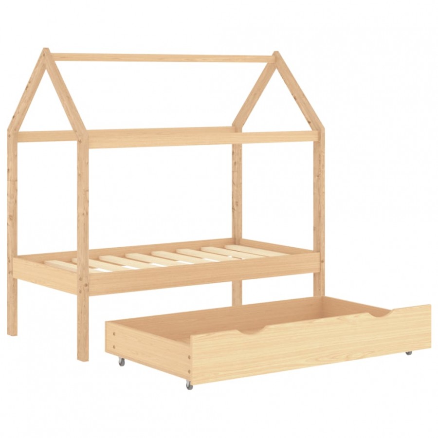 Lit d'enfant avec tiroir Bois de pin massif 70x140 cm Lit d'enfant avec tiroir Bois de pin massif 70x140 cm
