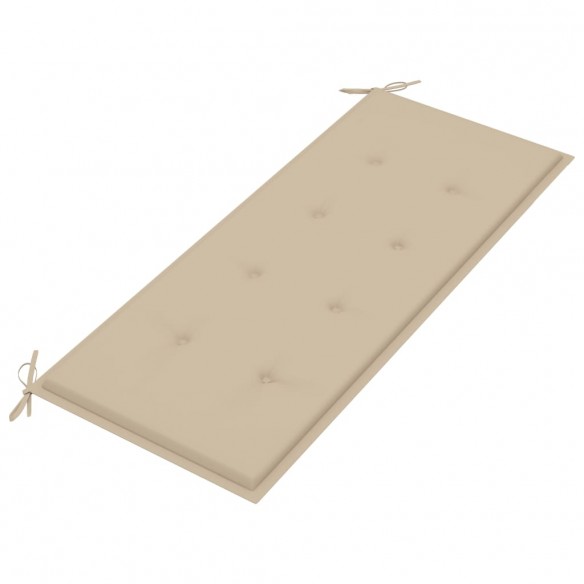 Banc de jardin avec coussin beige 120 cm Bois de teck massif