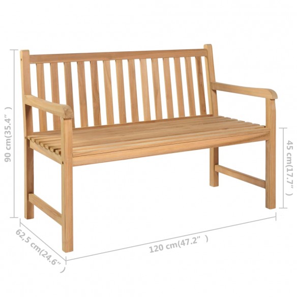 Banc de jardin et coussin anthracite 120 cm Bois de teck massif