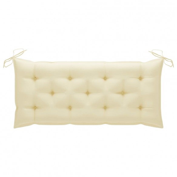 Banc de jardin avec coussin blanc crème 120 cm Bois de teck