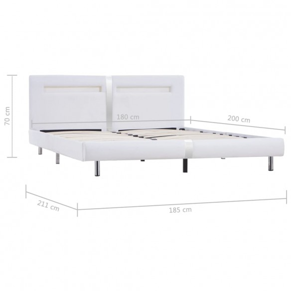 Cadre de lit avec LED Blanc Similicuir 180 x 200 cm