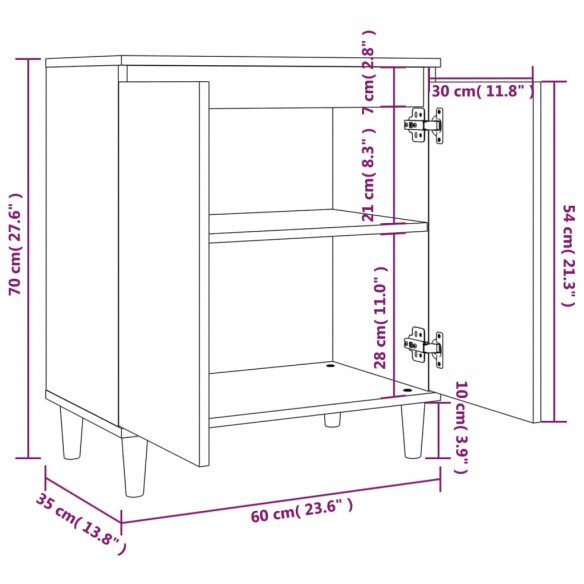 Buffet Chêne fumé 60x35x70 cm Bois d'ingénierie