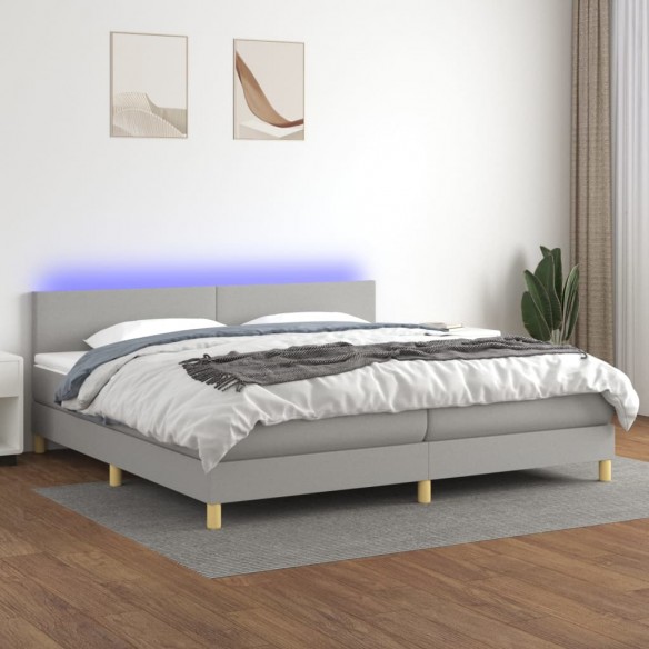 Cadre de lit matelas LED Gris clair 200x200 cm Tissu