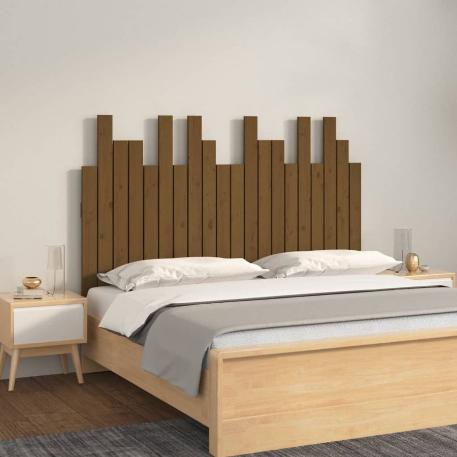 Tête de lit murale Marron miel 127,5x3x80 cm Bois massif de pin