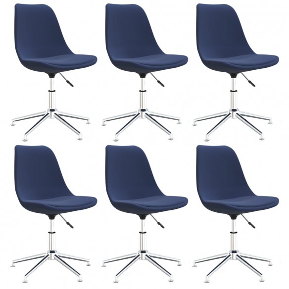 Chaises pivotantes à manger lot de 6 bleu tissu