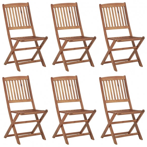 Chaises pliables de jardin 6 pcs avec coussins Bois d'acacia